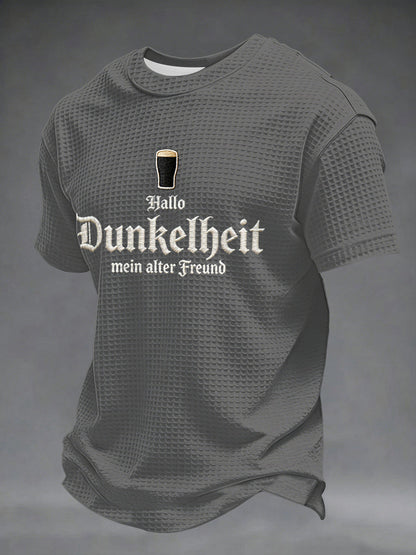 Herren-Druck-Waffelhemd mit dem Motiv „Hello Darkness My Old Friend“