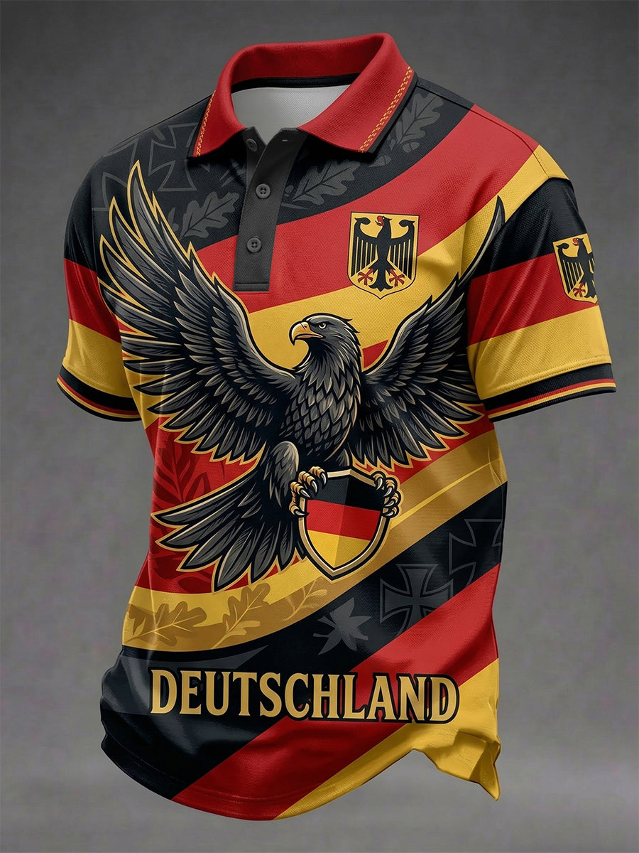 Männer Deutschland Print Kurzarm Hemd
