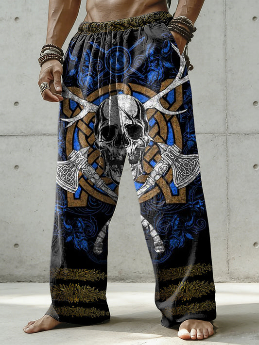 Herrenhose aus Baumwolle und Hanf mit Wikinger-Print