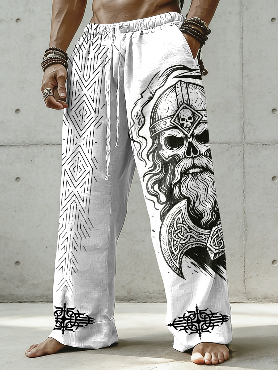 Herrenhose aus Baumwolle und Hanf mit Wikinger-Print