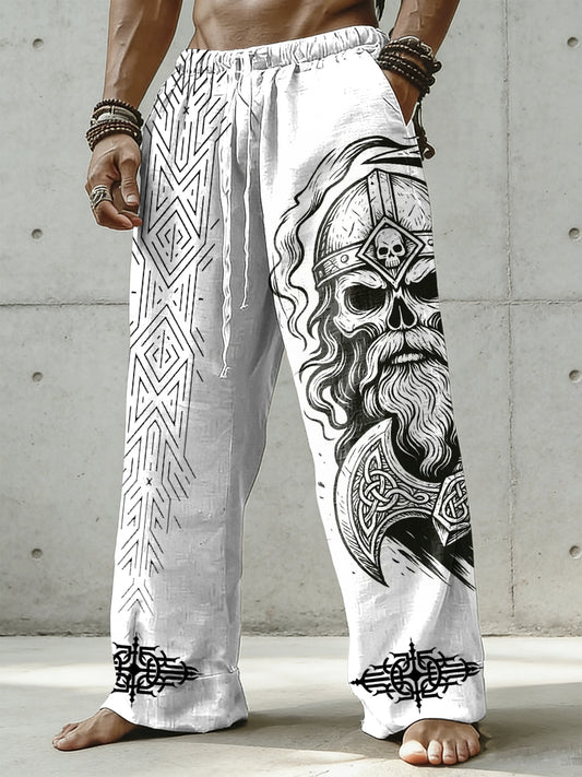Herrenhose aus Baumwolle und Hanf mit Wikinger-Print