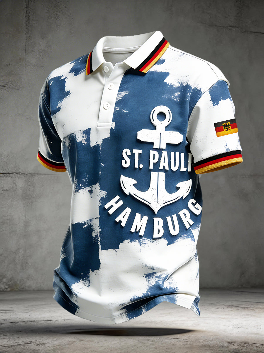 Herren Deutsches Hafen geburts tag Vintage Print Freizeit-Polo-Shirt