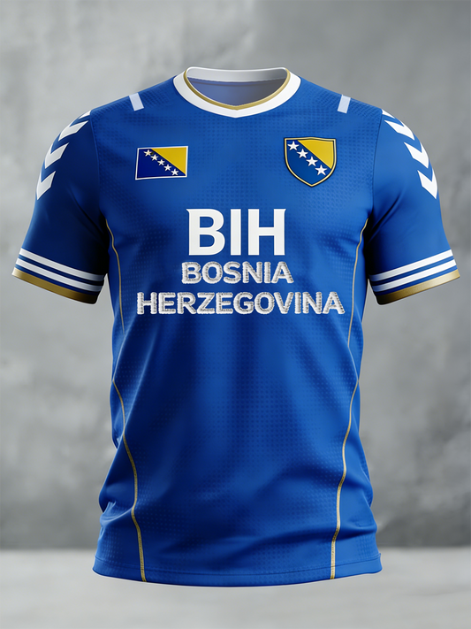 Herren Bosnien ZMAJEVI Fußballfan bedrucktes Kurzarm-T-Shirt