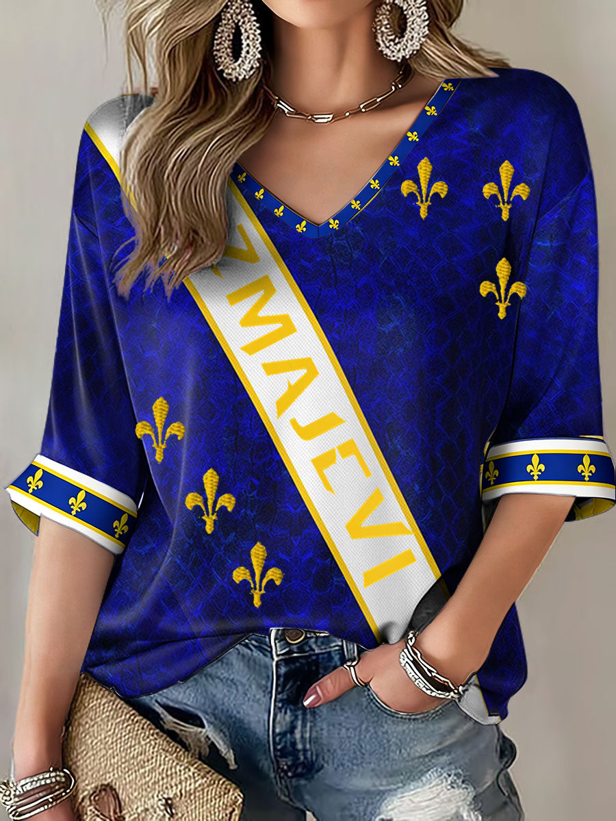 Damen-T-Shirt Bosnien ZMAJEVI mit Fußballmotiv und Aufdruck