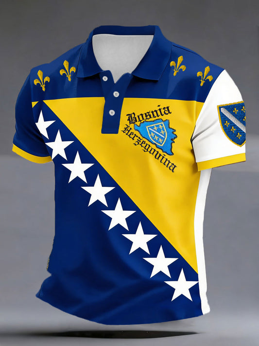 Herren Bosnien ZMAJEVI Fußballfan bedrucktes Poloshirt
