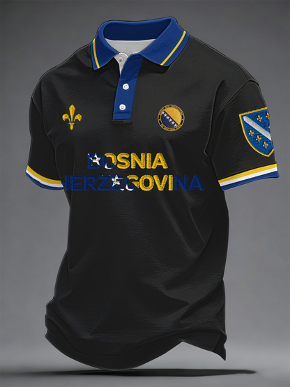 Herren Bosnien ZMAJEVI Fußballfan bedrucktes Poloshirt