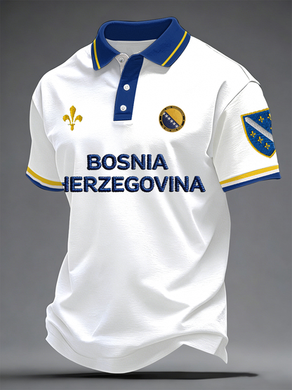 Herren Bosnien ZMAJEVI Fußballfan bedrucktes Poloshirt