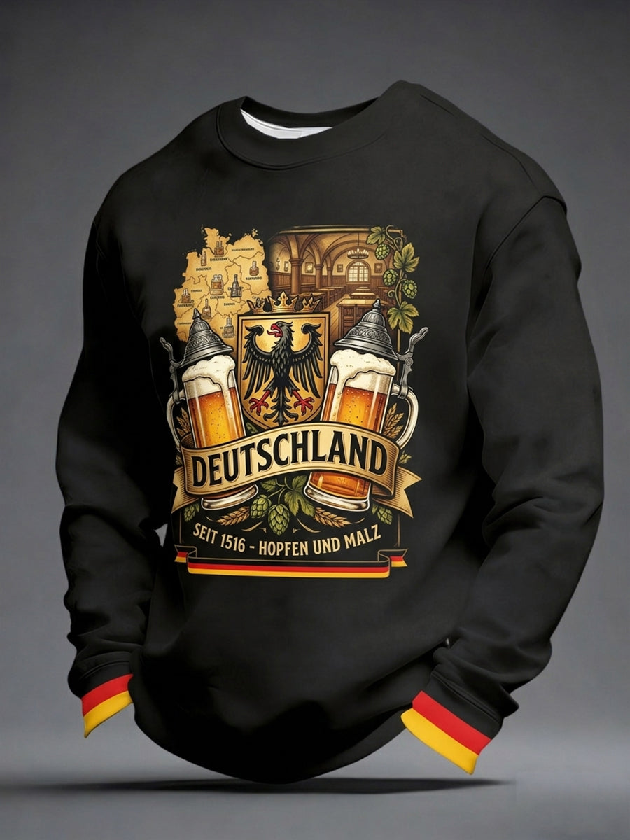 Herren-Sweatshirt mit Rundhalsausschnitt für deutsche Bierliebhaber