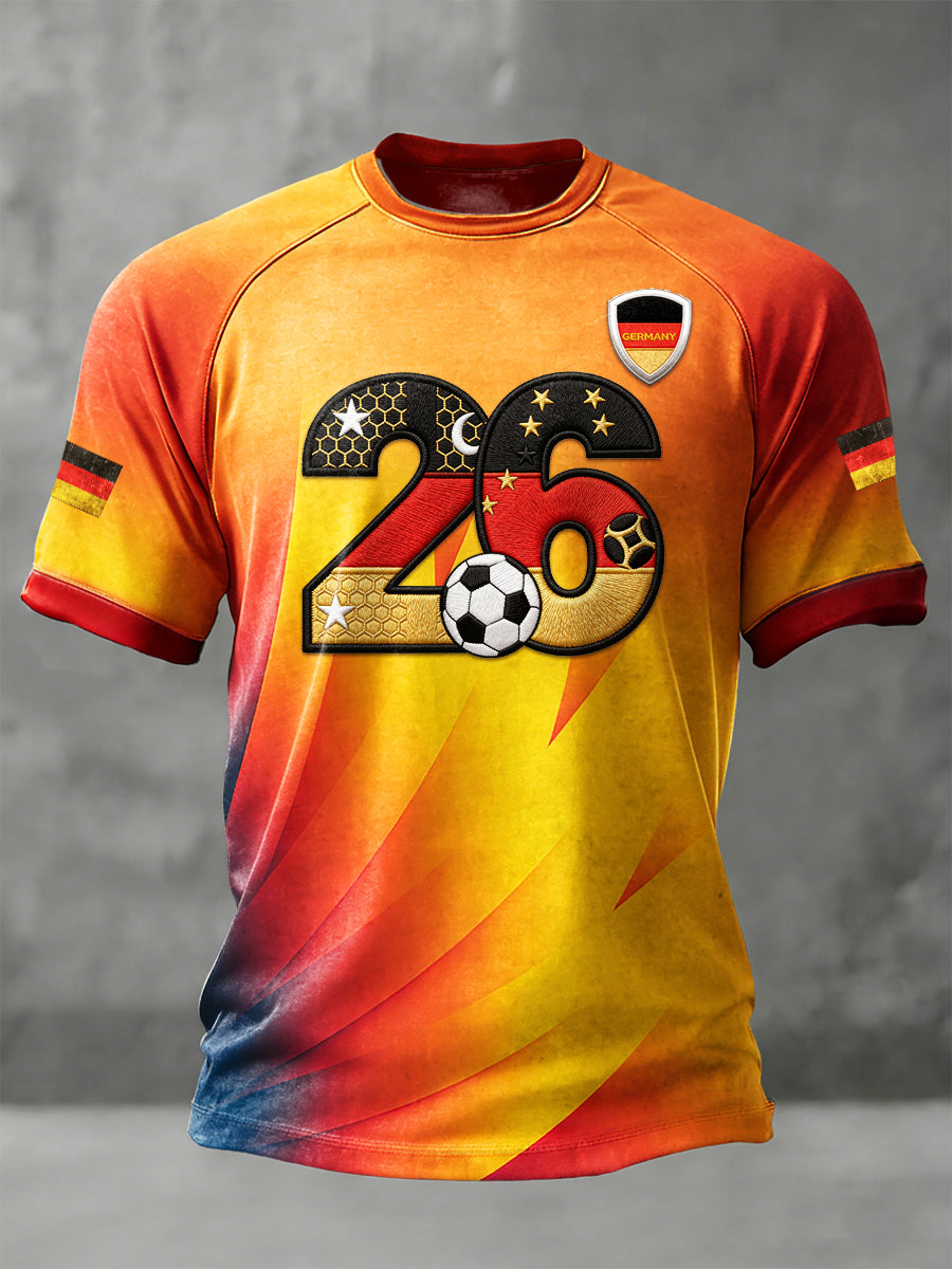 Herren 2026 Deutschland Fußball Gradient Print Drop-Schulter-Jersey T-Shirt