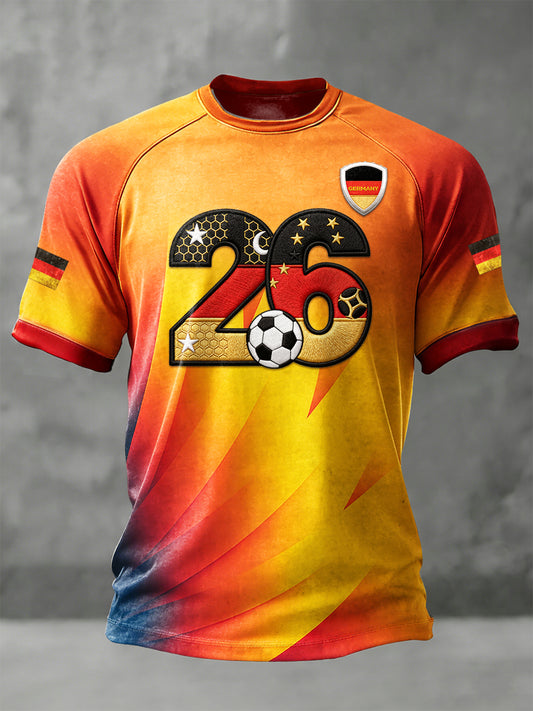 Herren 2026 Deutschland Fußball Gradient Print Drop-Schulter-Jersey T-Shirt