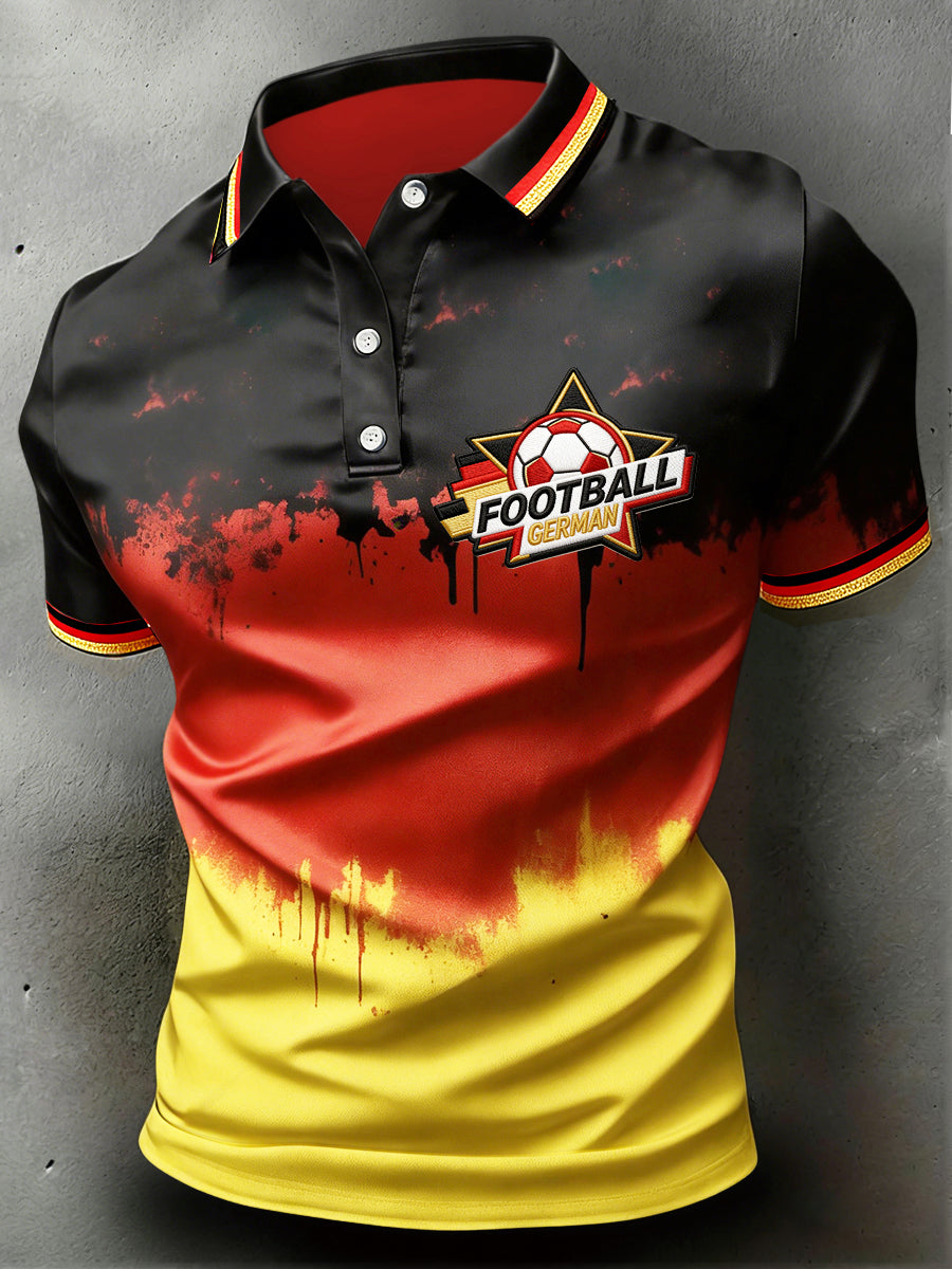 Herren-Kurzarm-Polo-Shirt mit Graffiti-Fußball druck