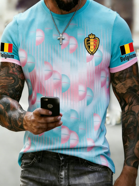 Herren-Fußballmatch-Belgien-Jubelkunstdruck-Fan-T-Shirt