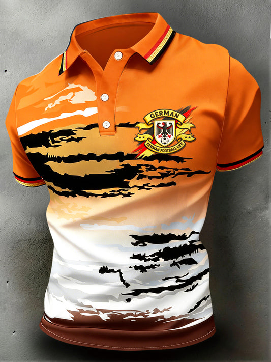 Männer deutsche Flagge Fußball druck Orange Casual Polo Shirt