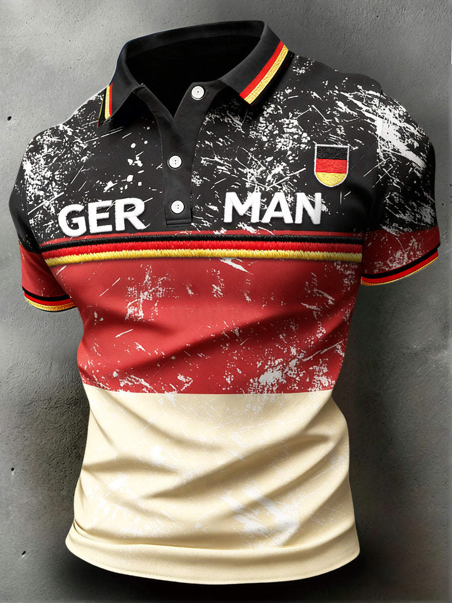 Herren deutsche Flagge Fußball druck Vintage Casual Polo Shirt