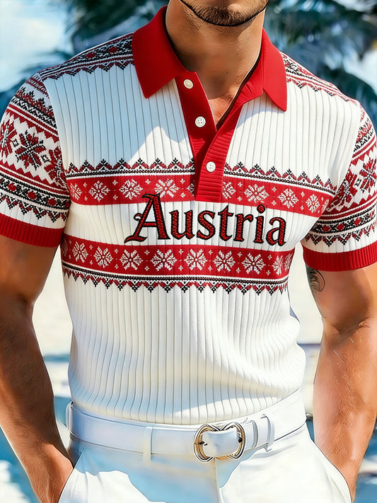 Gestricktes Polos hirt im ethnischen Stil für Männer