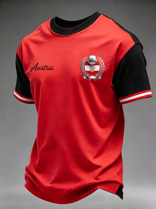 Herren-Fußball-thema tisch farblich blockiertes Druck-Freizeit-T-Shirt