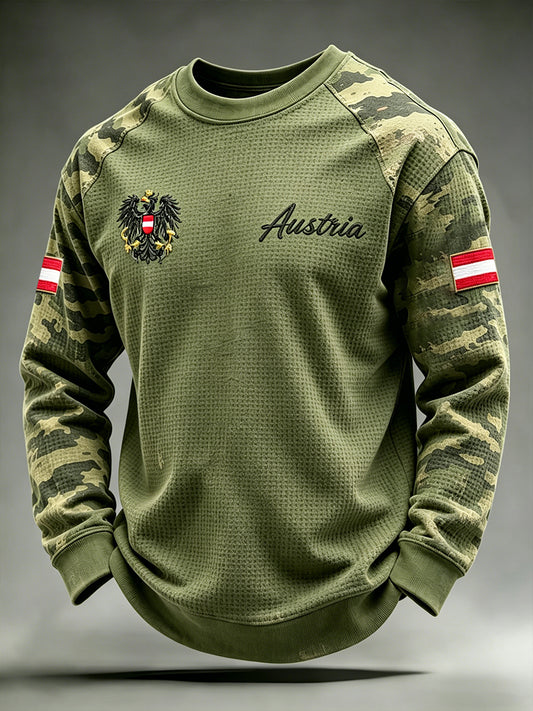 Langärmliges Waffel-T-Shirt mit Tarnmuster für Männer