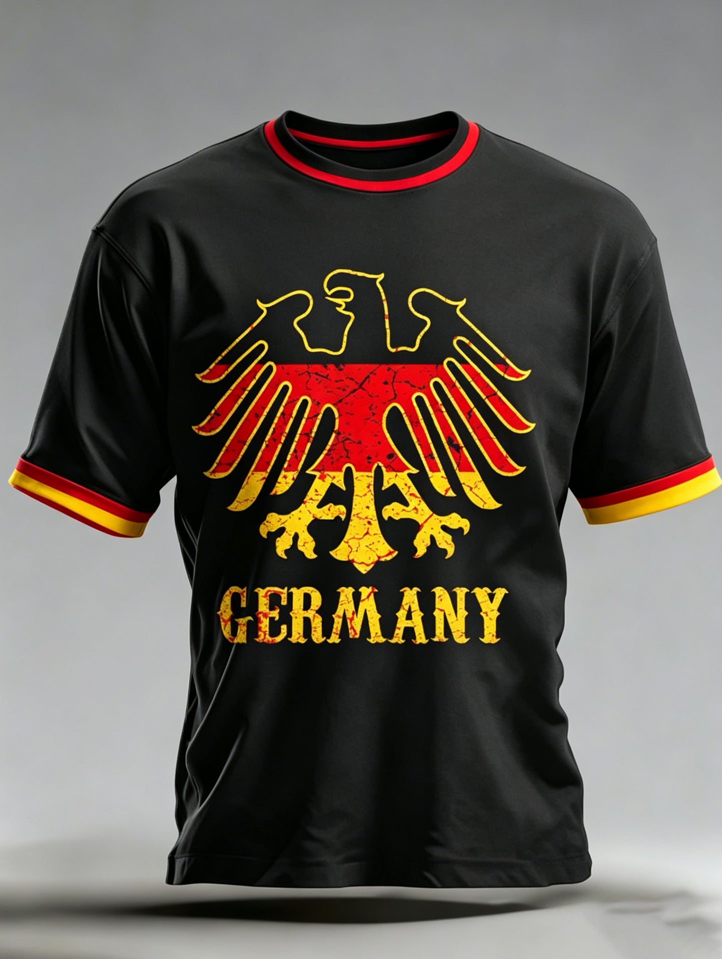 Herren-T-Shirt mit Kunstprint im Farbschema der deutschen Flagge