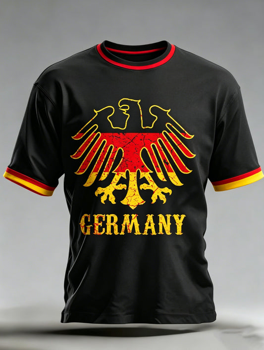 Herren-T-Shirt mit Kunstprint im Farbschema der deutschen Flagge