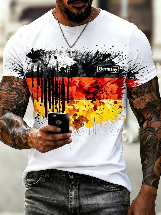 Herren-T-Shirt mit Kunstprint im Farbschema der deutschen Flagge