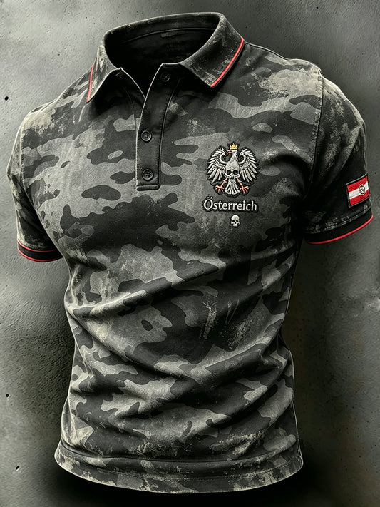 Herren-Camouflage-Poloshirt mit verwaschenem Print