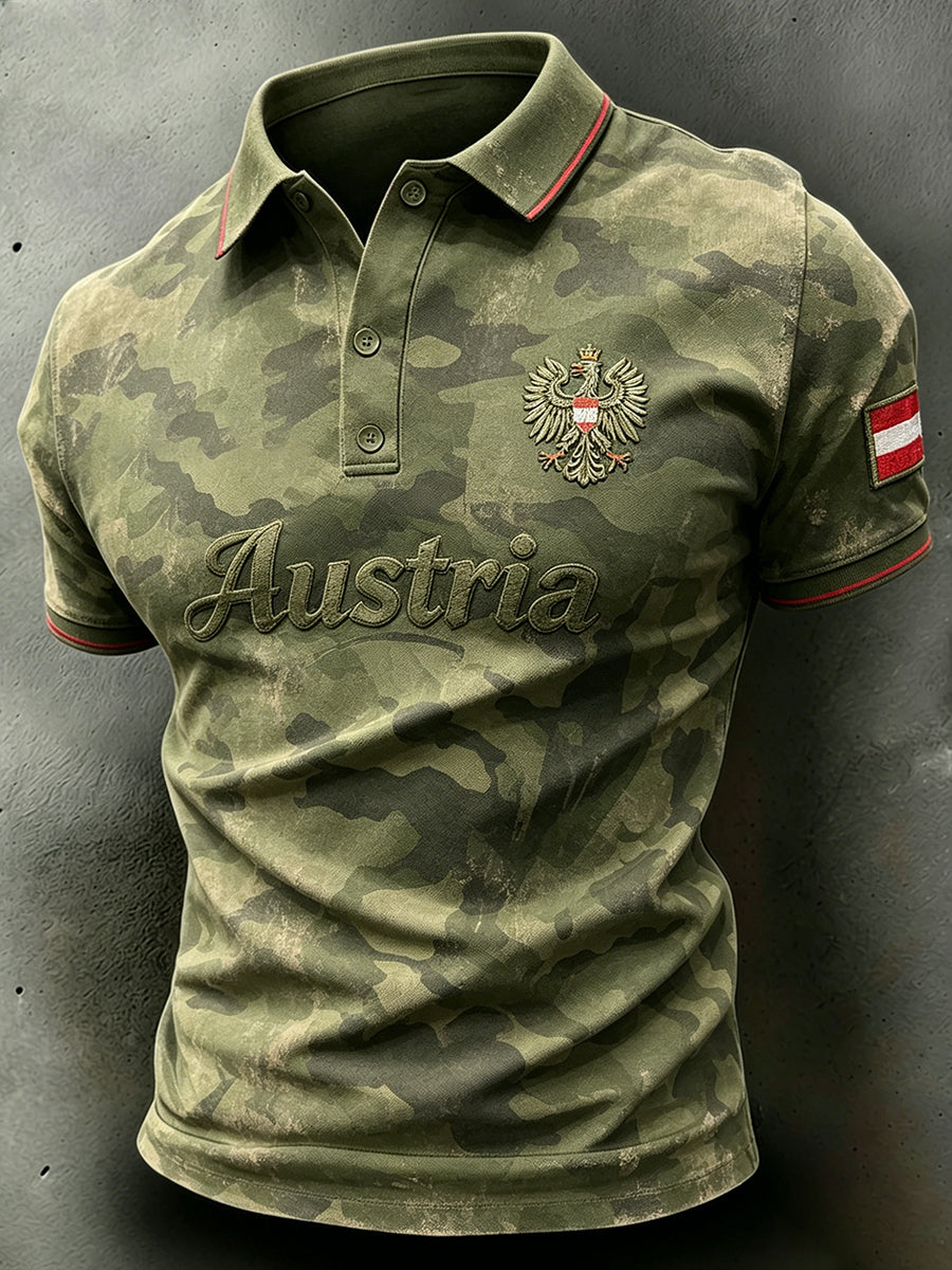 Herren-Camouflage-Poloshirt mit verwaschenem Print