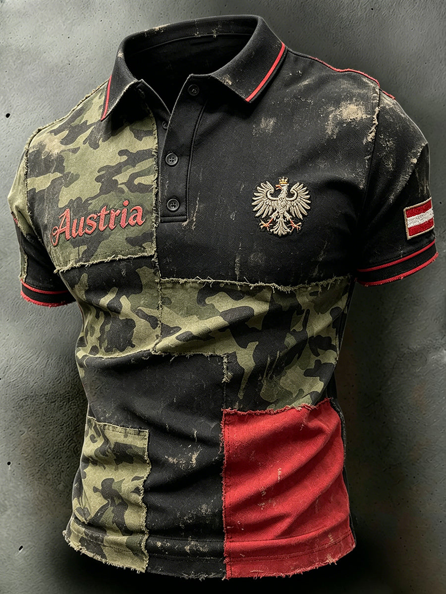 Herren-Camouflage-Poloshirt mit verwaschenem Print