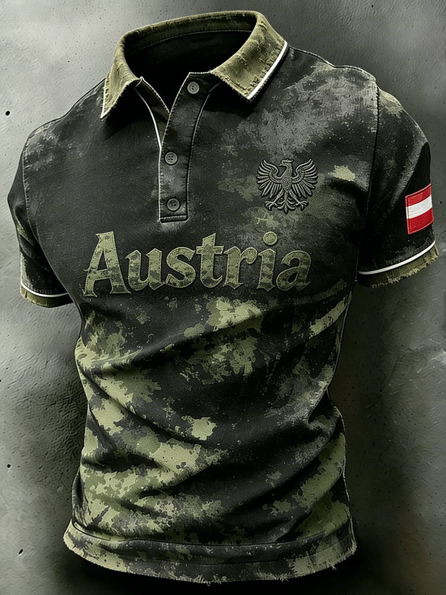 Herren-Poloshirt mit zerrissenem Camouflage-Print