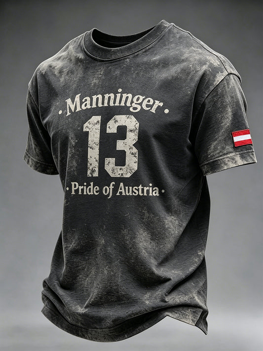 Herren-T-Shirt im Vintage-Stil mit Gedenkfiguren-Print