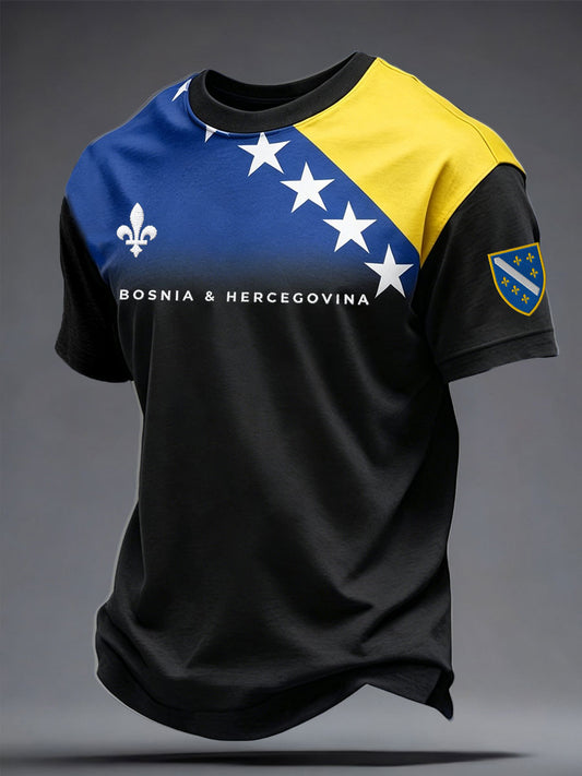 Herren-T-Shirt mit Bosnien-Sportliebhaber-Print
