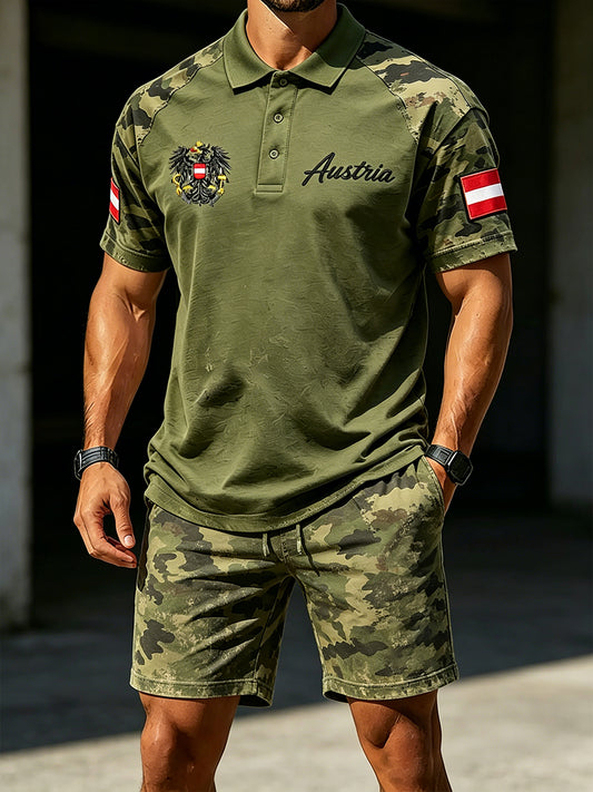 Männer verstört Camouflage Polo-Shirt-Set