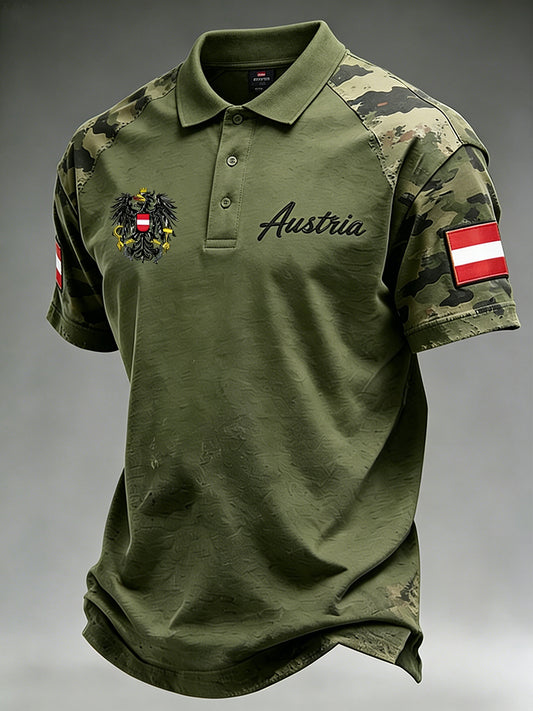 Herren-Poloshirt mit zerrissenem Camouflage-Print