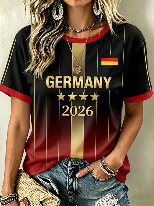 Frauen deutsches Fußballfan-grafisches T-Shirt