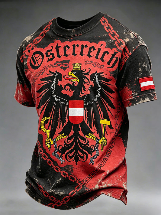 Herren-Used-T-Shirt mit Adler-Print