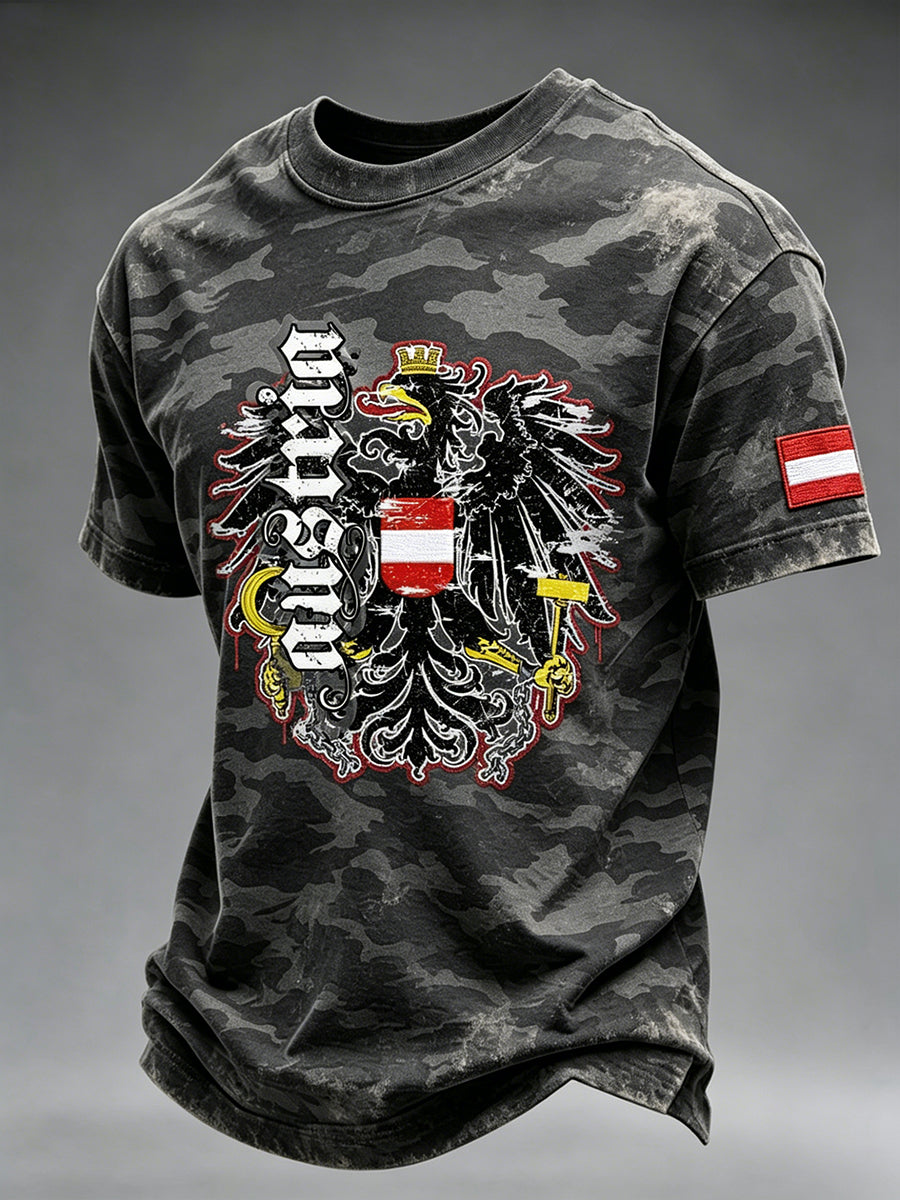 Herren-Used-T-Shirt mit Adler-Print