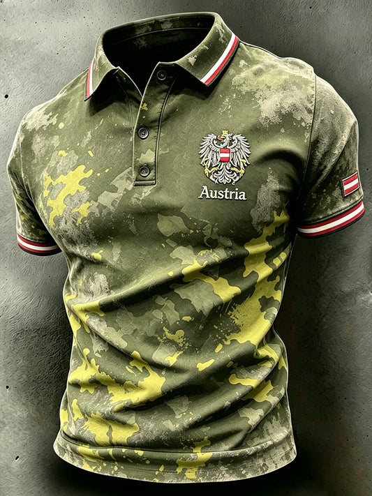 Herren-Poloshirt mit zerrissenem Camouflage-Print