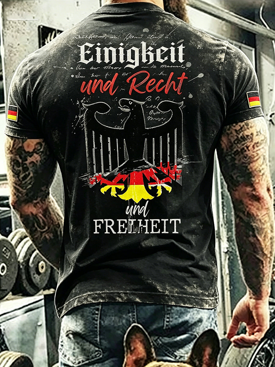 Herren-Used-T-Shirt mit deutschem Motivdruck