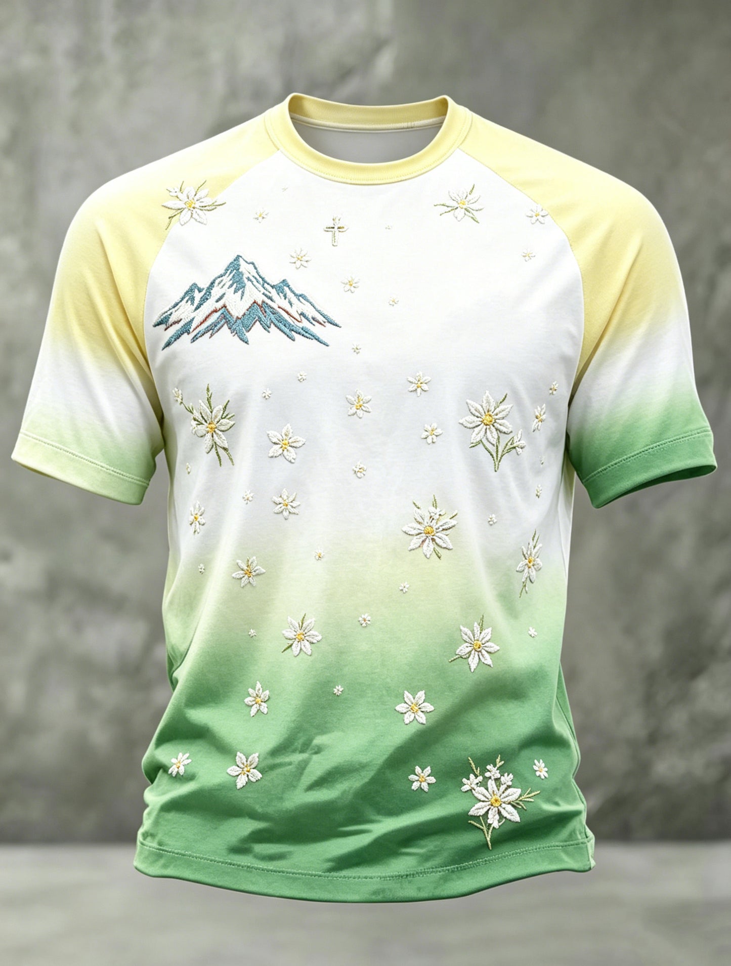 Herren-Artprint-Kurzarm-T-Shirt mit Schweizer-Alpen-Motiv