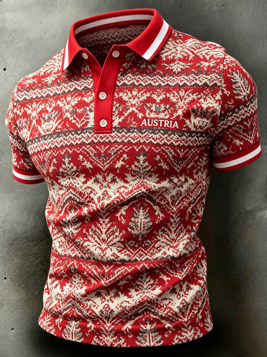 Herren-Casual-Poloshirt mit ethnisch inspiriertem Print