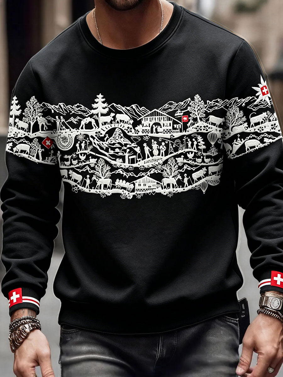 Herren-Sweatshirt mit Schweizer Flaggen-PrintKunst