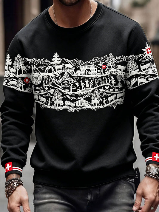 Herren-Sweatshirt mit Schweizer Flaggen-PrintKunst