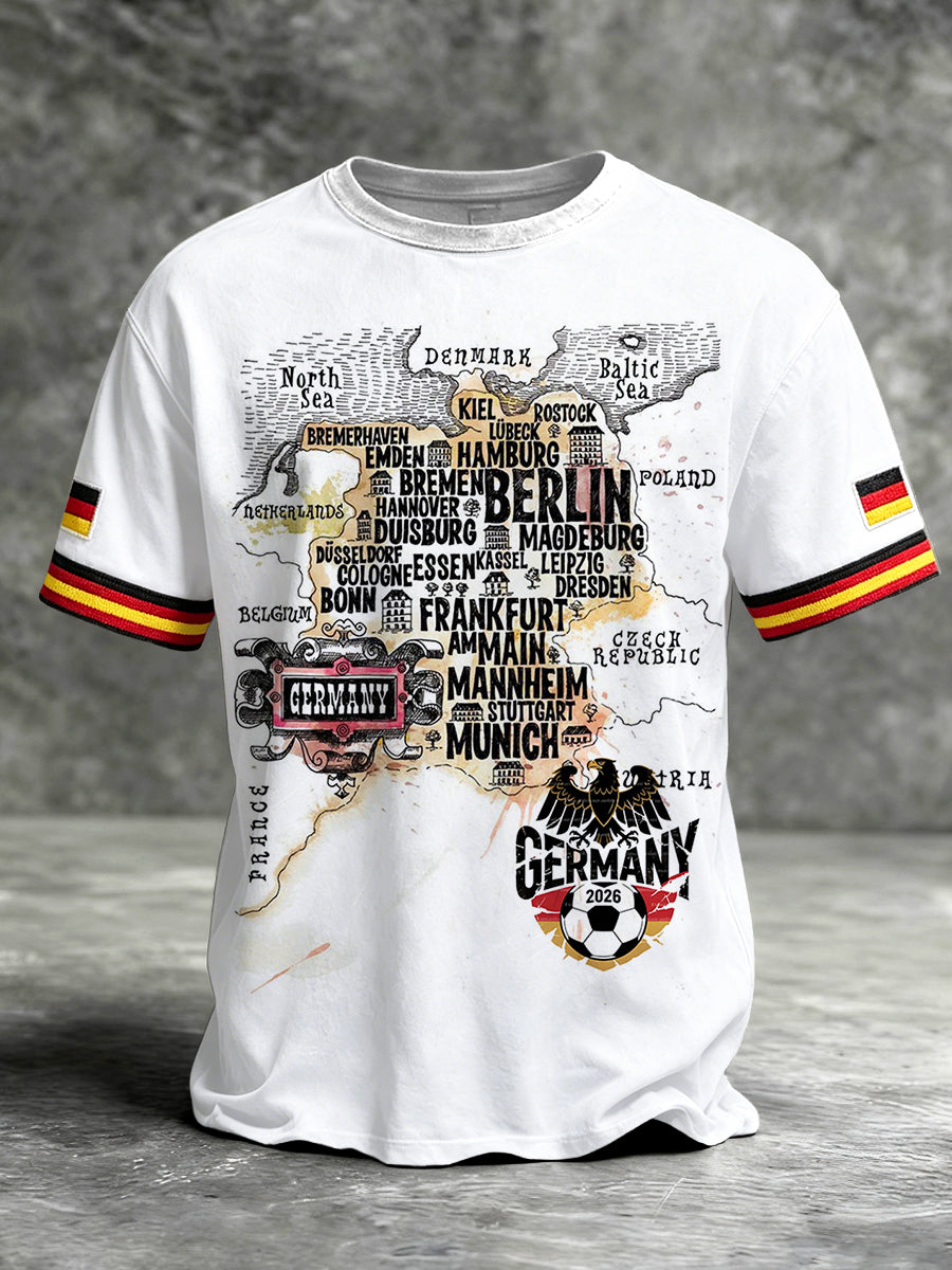 Herren Deutsches Fußball druck Weißes Casual T-Shirt