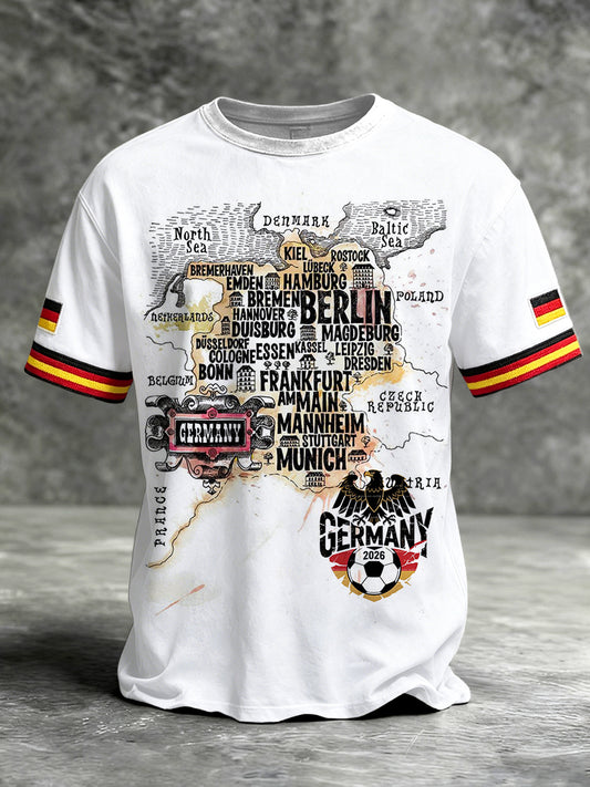 Herren Deutsches Fußball druck Weißes Casual T-Shirt