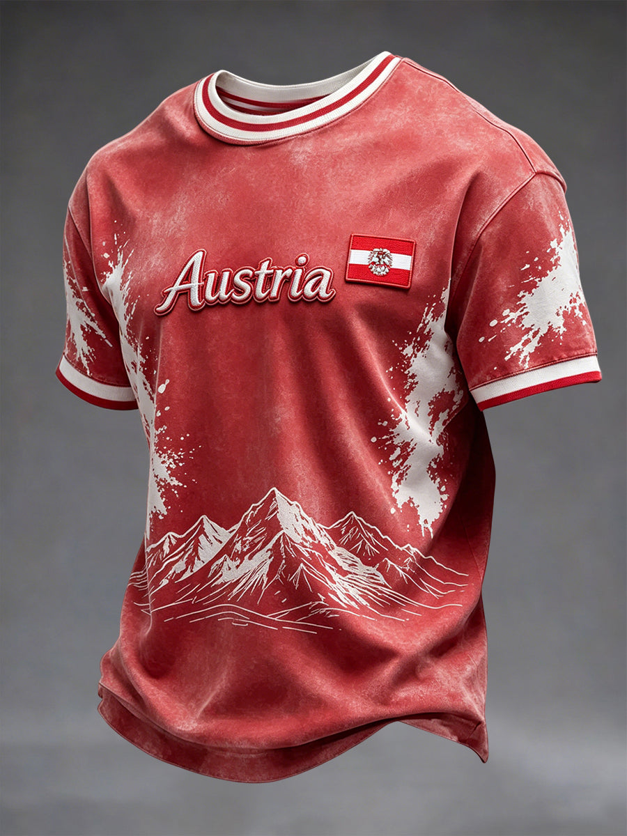 Retro österreich ische Alpen Outdoor Casual T-Shirt