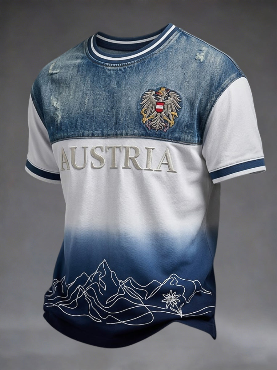 Retro österreich ische Alpen Outdoor-Steigung lässig T-Shirt