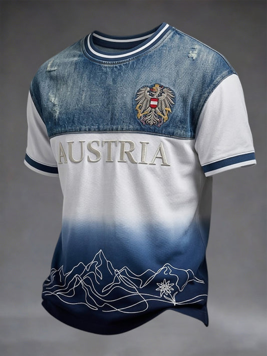 Retro österreich ische Alpen Outdoor-Steigung lässig T-Shirt