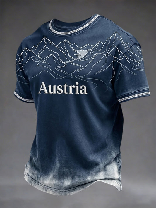 Retro abstrakt österreich ische Alpen Outdoor Casual T-Shirt