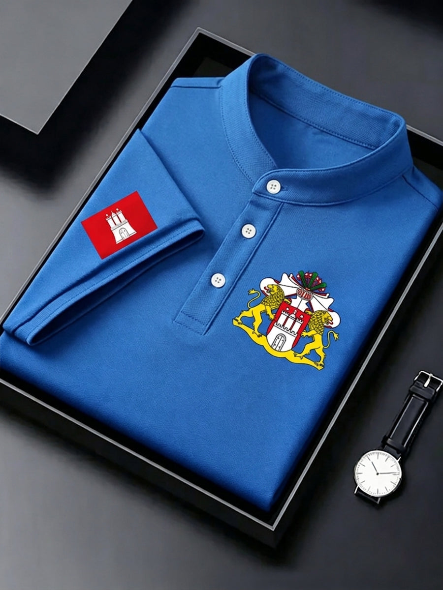 Herren-Hafengeburtstag-Print-Shirt mit kurzen Ärmeln
