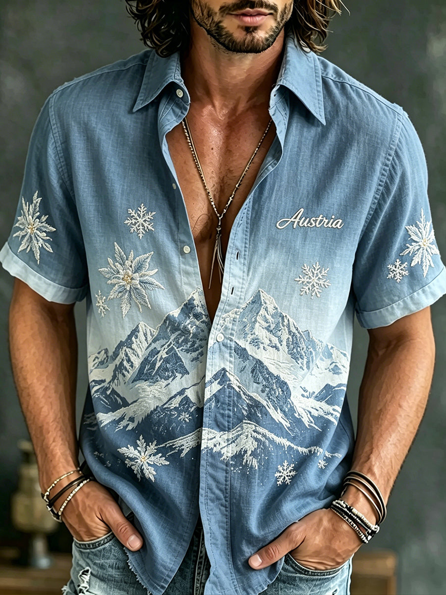 Herren-Shirt im Vintage-Stil mit kurzen Ärmeln und verwaschenem Druck