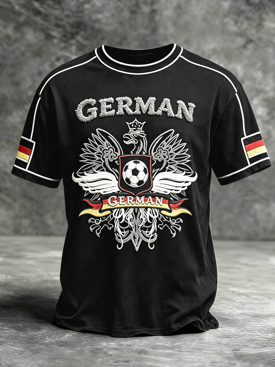 Schwarzer deutscher Fußball 3D-gedrucktes lässiges T-Shirt für Männer